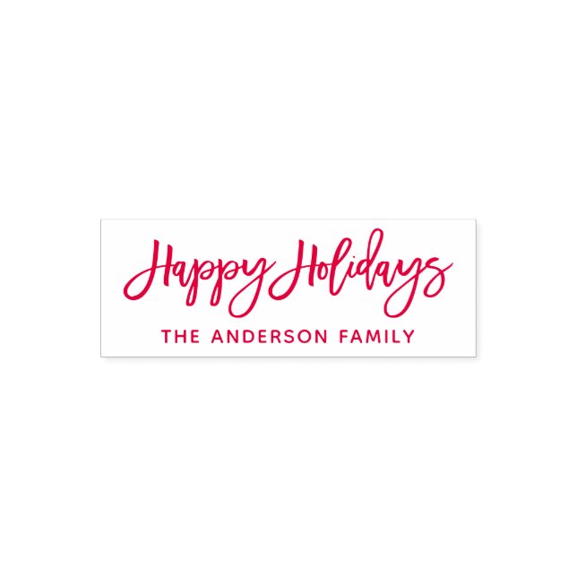 Modern Brush Script Happy Holidays Red Self-inking Stamp (Design)