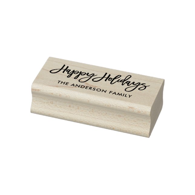 Modern Brush Script Happy Holidays Rubber Stamp (Stamp)