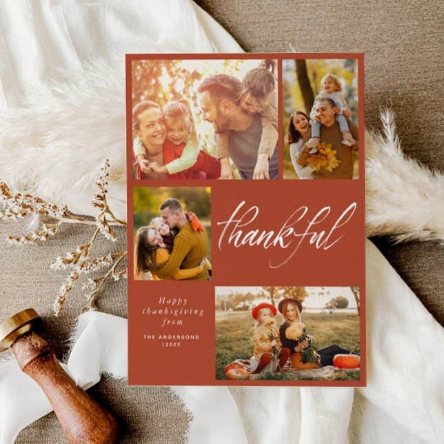 modern brush script happy thanksgiving photo card (Creator Uploaded)