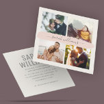 Modern Brush Script Instagram Photo Photographer Square Business Card<br><div class="desc">This modern photographer business card is made up of an insta friendly photo grid design with space for 4 photos and a chic brush script design on blush pink. Minimal typography on the back allows space for all professional contact info, as well as social media handles in a grey toned...</div>