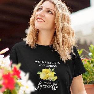 Modern Brush Script Limoncello Lemons Black T-Shirt