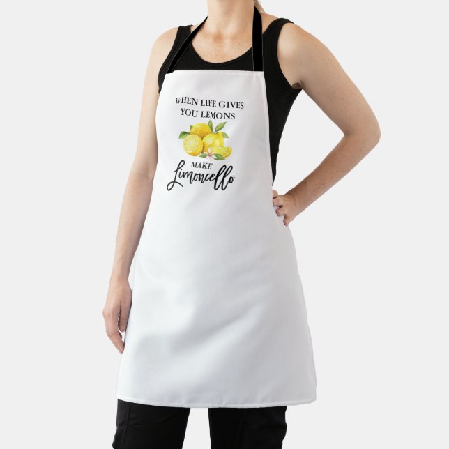 Modern Brush Script Limoncello Watercolor Lemons Apron (Insitu)
