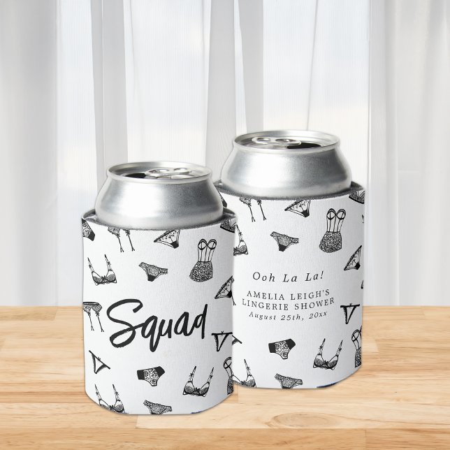 Modern Brush Script Lingerie Bridal Shower Can Cooler (Creator Uploaded)