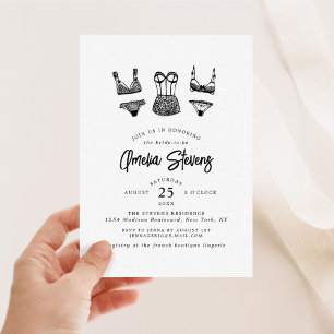 Modern Brush Script Lingerie Bridal Shower Invitation