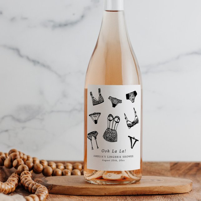 Modern Brush Script Lingerie Bridal Shower Wine Label (Creator Uploaded)