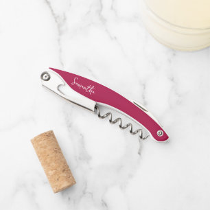 Modern Brush Script Magenta Bridesmaid Proposal Corkscrew