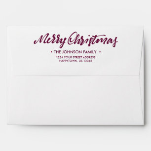 Modern Brush Script Merry Christmas Burgundy Envelope