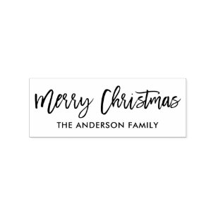 Modern Brush Script Merry Christmas Rubber Stamp