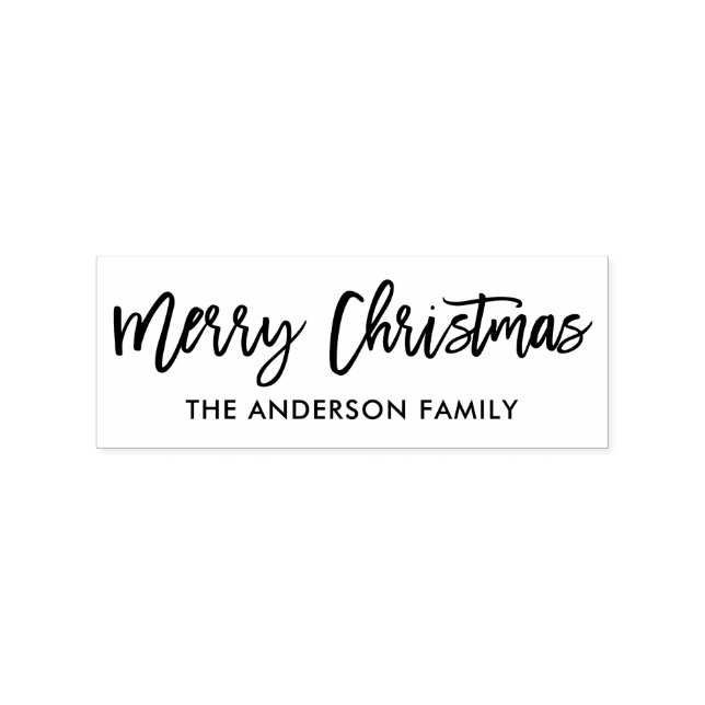 Modern Brush Script Merry Christmas Rubber Stamp (Imprint)