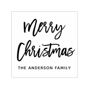 Modern Brush Script Merry Christmas Square Self-inking Stamp