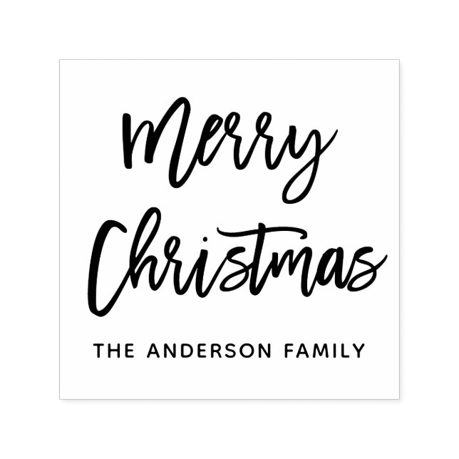 Modern Brush Script Merry Christmas Square Self-inking Stamp (Design)