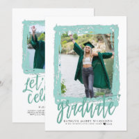 Modern Brush Script Mint 2 Photo Graduation Party 