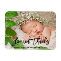 Modern Brush Script New Baby Love and Thanks Blk