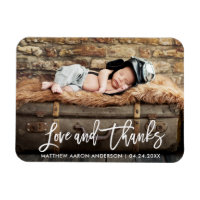 Modern Brush Script New Baby Love and Thanks Wht