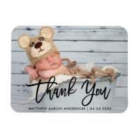 Modern Brush Script New Baby Thank You Blk
