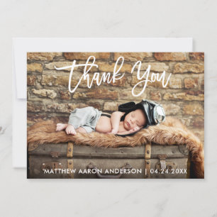 Modern Brush Script New Baby Thank You Card