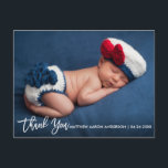Modern Brush Script New Baby Thank You W Announcement Postcard<br><div class="desc">Modern White Brush Script New Baby Thank You Postcard</div>