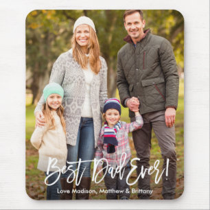 Modern Brush Script Photo Best Dad Ever  Mouse Pad