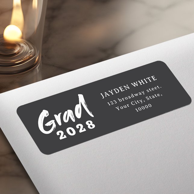 Modern Brush Script Photo Graduation Address (Modern Brush Script Photo Graduation Address Label)