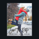 Modern Brush Script Photo Save The Date B Postcard<br><div class="desc">Modern Brush Script Save The Date Engagement Couple Photo Postcard</div>