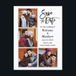 Modern Brush Script Save The Date Couple 4 Photo Postcard<br><div class="desc">Modern Brush Script 4 Photo Couple Engagement Announcement Save The Date Postcard</div>
