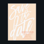 Modern Brush Script Save the Date Peach Announcement Postcard<br><div class="desc">Let your friends and families know your upcoming wedding date with this modern and elegant brush scripted card that features trendy coral and peach and stylish typography for a fetching mailer. Email us at hello@christiekelly.com for free assistance with personalisation!</div>