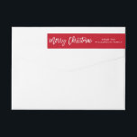 Modern Brush Script Star Merry Christmas Wrap Around Label<br><div class="desc">Modern Brush Script Star Merry Christmas Envelope Wraparound Label</div>
