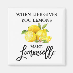 Modern Brush Script Watercolor Lemons Limoncello Magnet