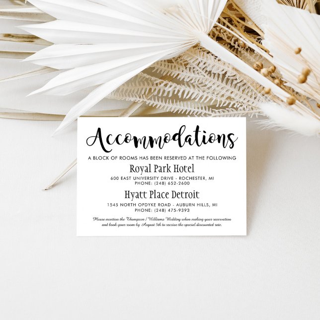 Modern Brush Script Wedding Accommodations Enclosure Card (Creator Uploaded)