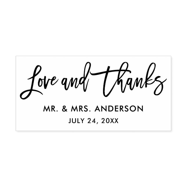 Modern Brush Script  Wedding Love and Thanks Rubber Stamp (Imprint)