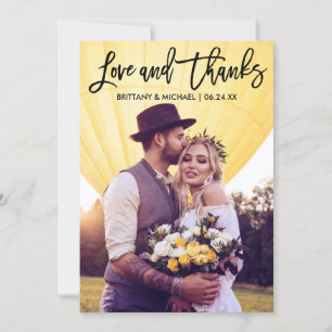 Modern  Brush Script Wedding Love Thanks Couple Thank You Card
