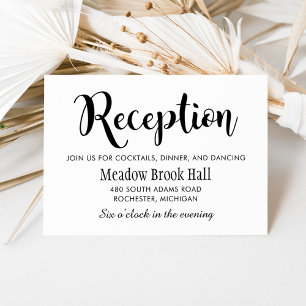 Modern Brush Script Wedding Reception Enclosure Card