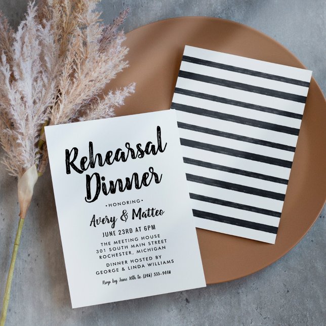 Modern Brush Script Wedding Rehearsal Dinner Invitation (Creator Uploaded)