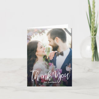 Modern Brush Script Wedding Thank You Card