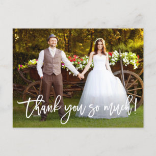 Modern Brush Script Wedding Thank You So Much W Postcard