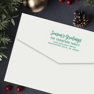 Modern Brush Seasons Greetings Address Self-inking Stamp