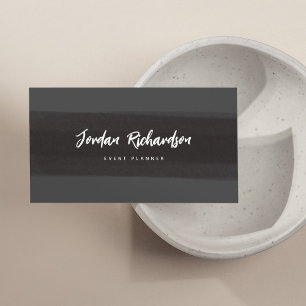 Modern Brush Stroke Dark Grey and Black Business Card