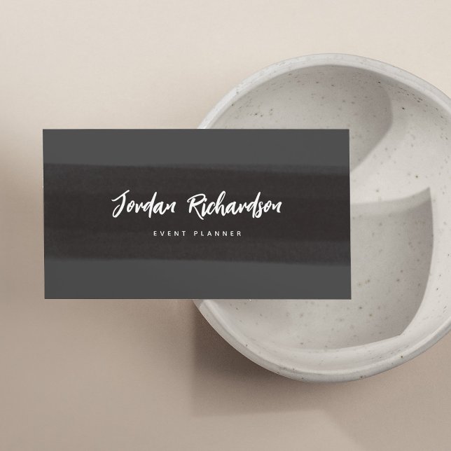 Modern Brush Stroke | Dark Grey and Black Business Card (Creator Uploaded)