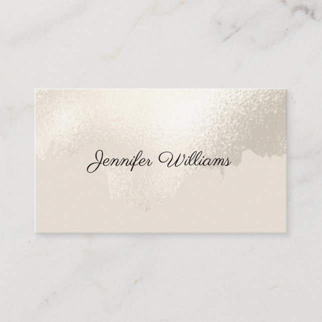Modern Brush Stroke Faux Pearl Neutral Minimalist Business Card (Front)