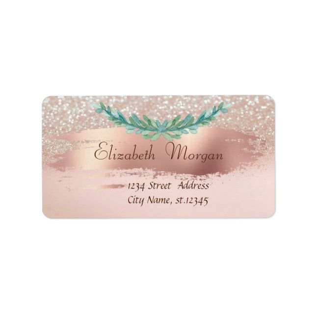 Modern Brush Stroke, Glitter Bokeh,Branch Label (Front)