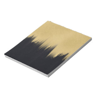 Modern Brush strokes Gold Black Design Notepad