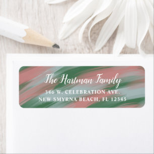 Modern Brush Strokes Green Mauve Return Address