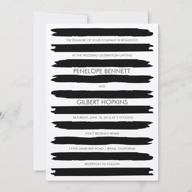 Modern Brush Strokes Wedding Invitation (Front)