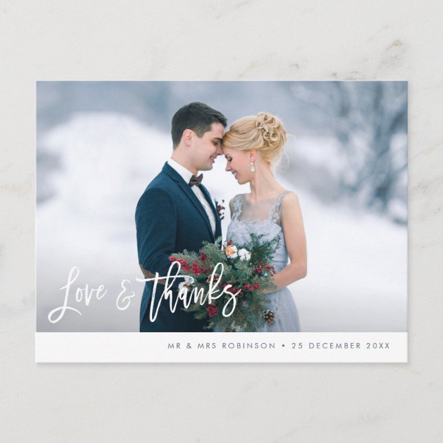 modern brush typography wedding thank you card (Front)