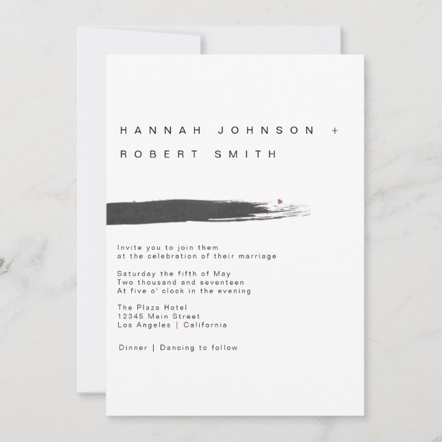 Modern Brush Wedding Invitation (Front)