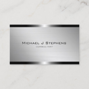 Modern Brushed Aluminium with Gunmetal Bands Business Card