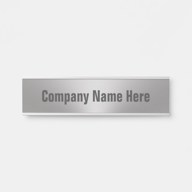 Modern Brushed Metal Look Business Office Door Sign (Front)