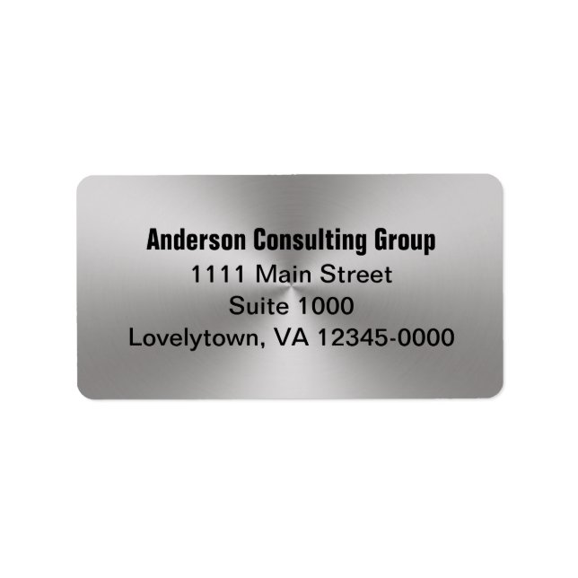 Modern Brushed Metal Look Business Return Address Label (Front)