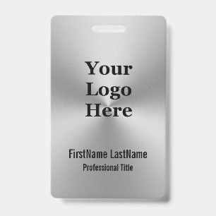 Modern Brushed Metal Look Corporate Name Tag ID Badge