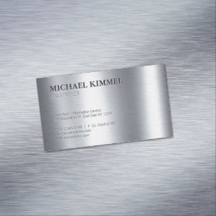 Modern Brushed Metal Look Customisable Magnetic Business Card